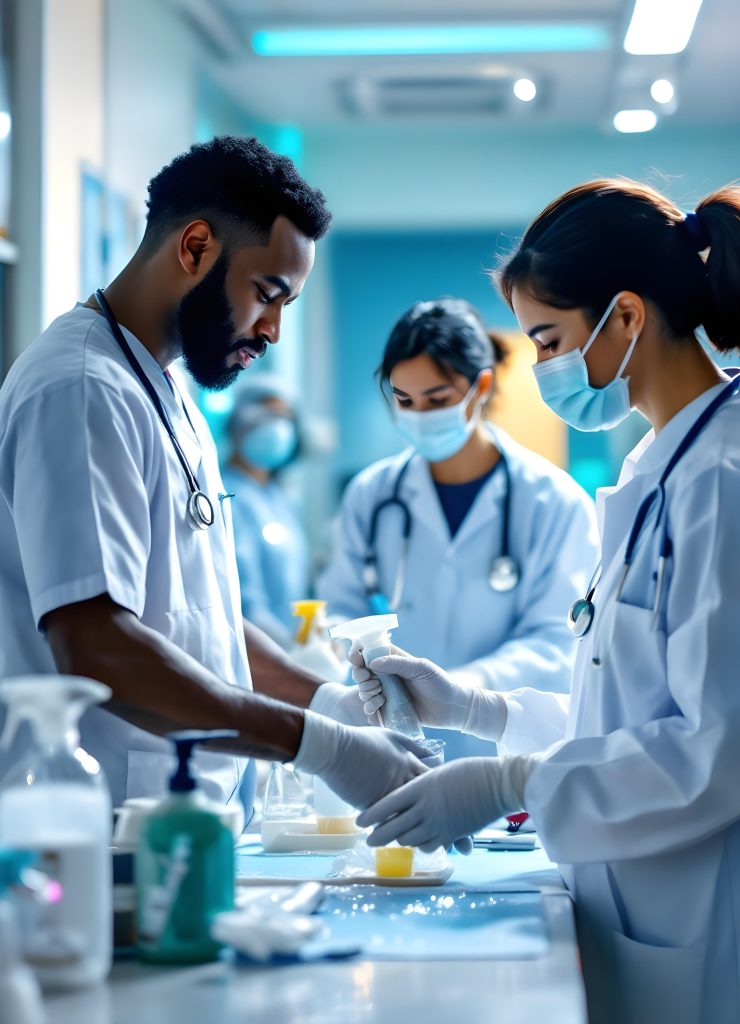 Basics of Infection Control Policies Course Module - Healthcare professionals discussing infection control policies.