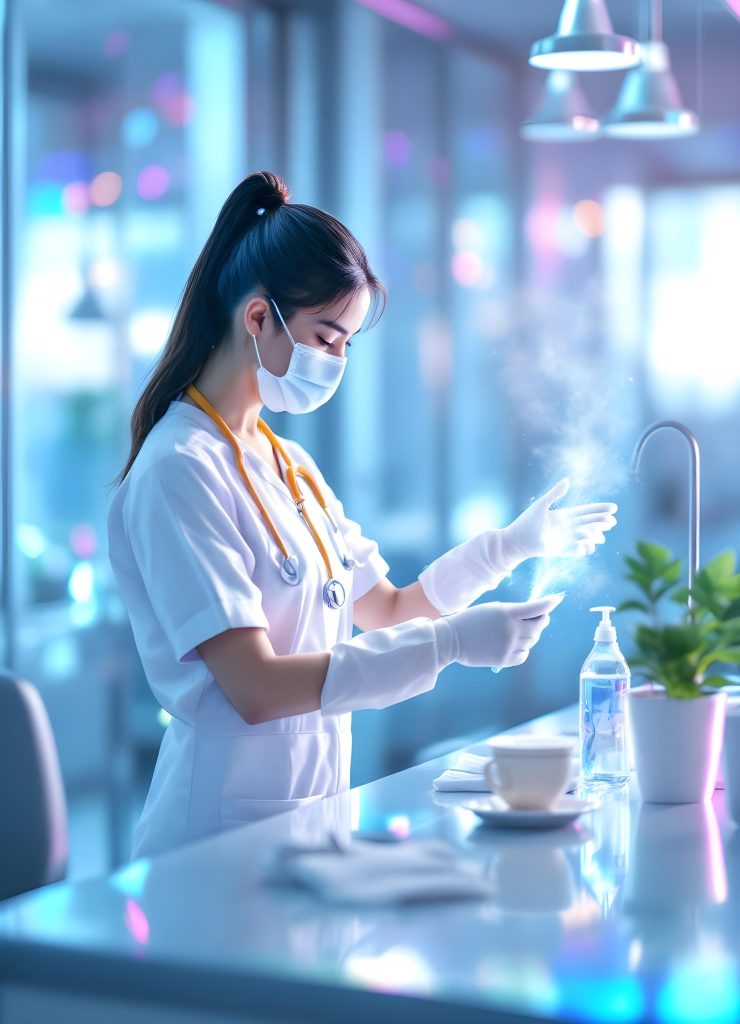 Implementing Infection Prevention Measures Course Module - Healthcare professional implementing infection control protocols.
