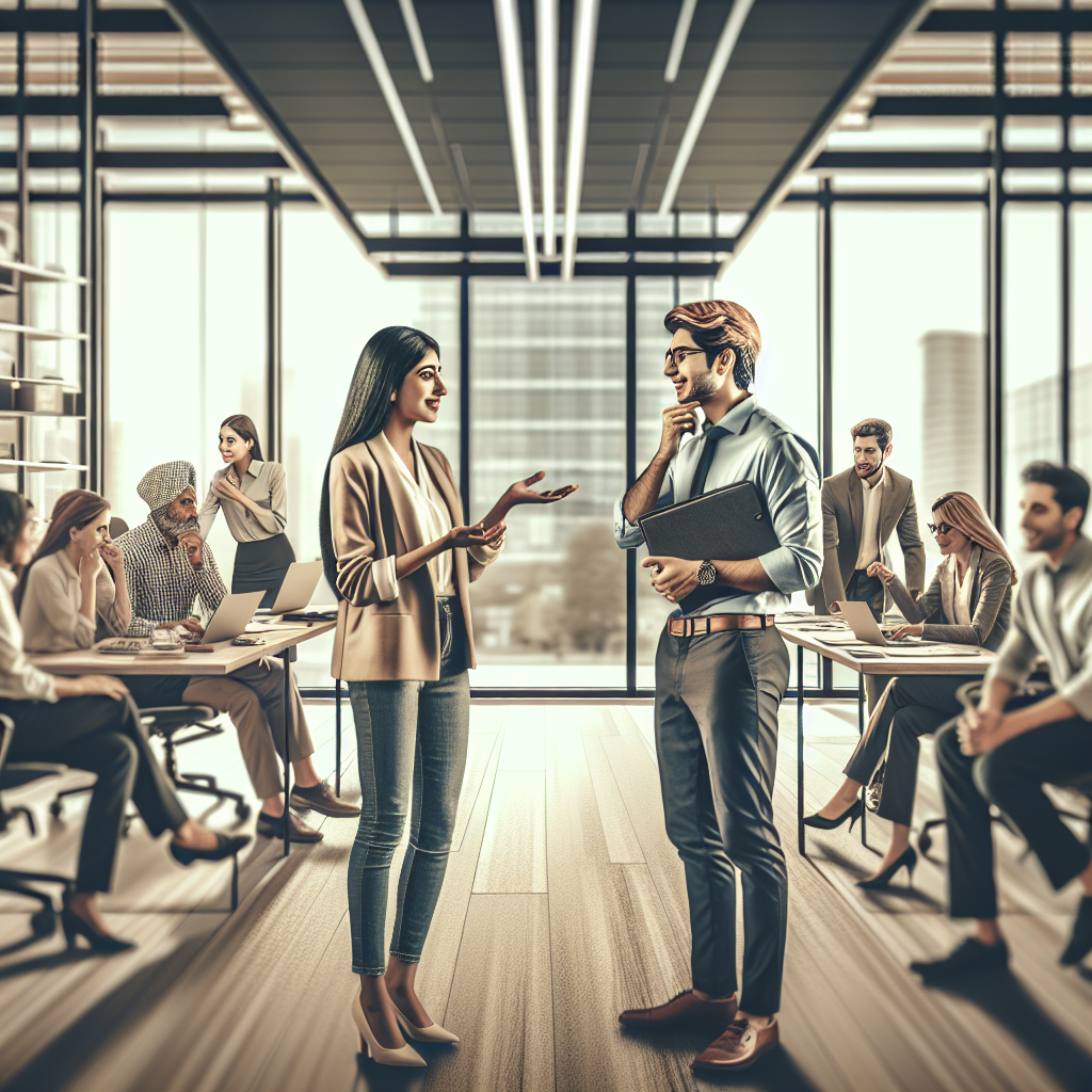 Team receiving constructive feedback in an office